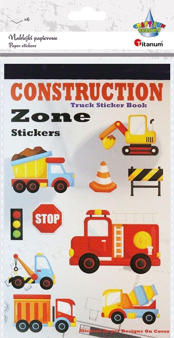 Naklejki papierowe 6 plansz pojazdy mix 222szt