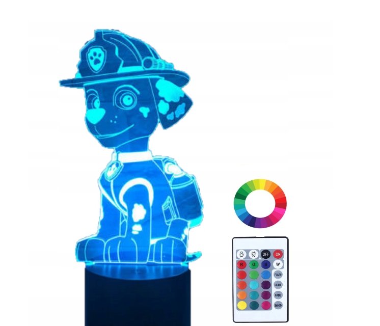 Lampka Nocna 3D Led Psi Patrol Marshall Grawer