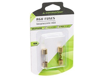Bezpieczniki szklane AGU 10.3x38mm, 40A, pozłacane, 2 szt.
