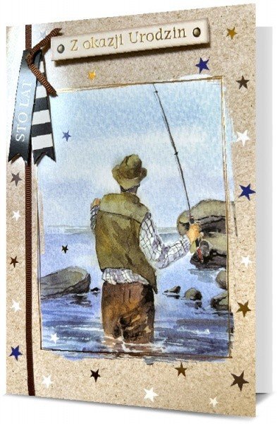 Dla Wędkarza Kartka urodzinowa retro H2707