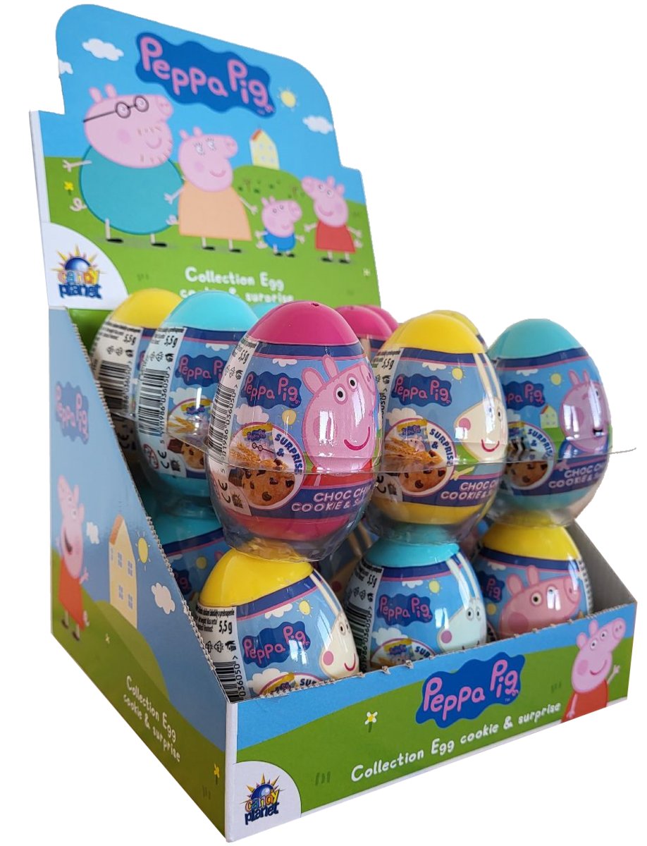 Zaini, czekoladowe jajka z niespodzianką i ciasteczkiem Świnka Peppa, 18 sztuk