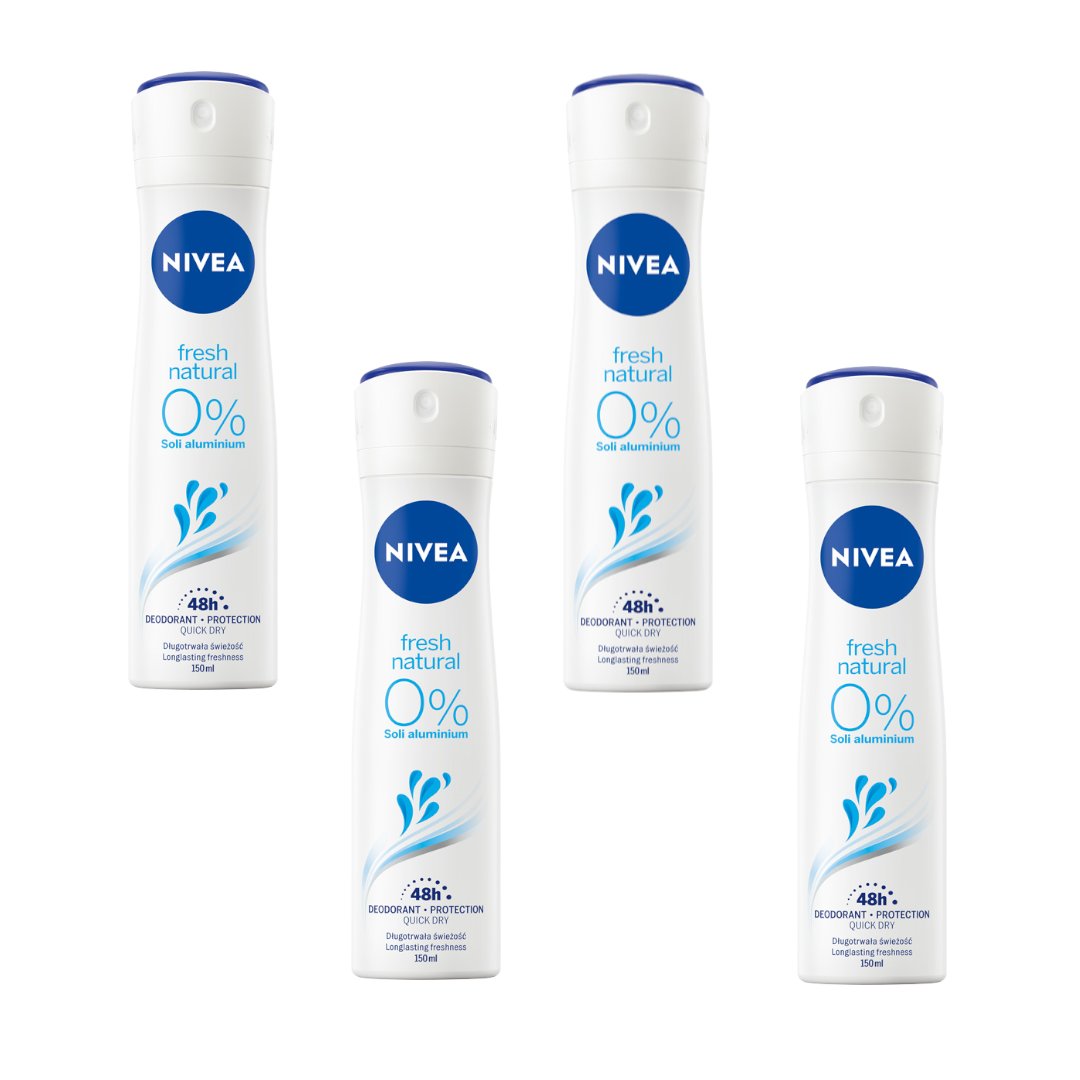 Nivea, Fresh Natural, Dezodorant damski, 4x150 ml