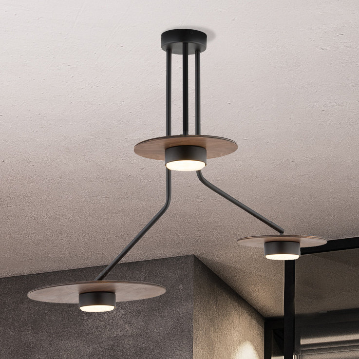 Nowodvorski Lampa sufitowa regulowana DISK III sklejka GX53 czarny brązowy 7644