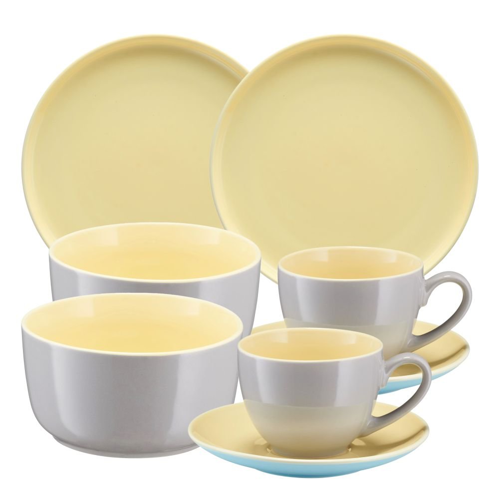 Zestaw śniadaniowy 2os BORNEO yellow-grey VILLA ITALIA