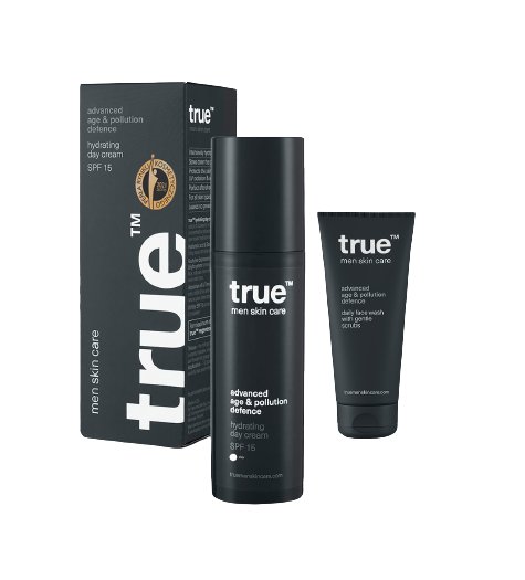 TRUE MEN SKIN CARE Comfort Day set hydrating day cream UV filter SPF 15 + daily face wash