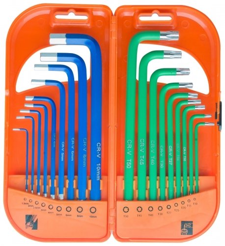 EPM PROFESSIONAL KOMPLET KLUCZY TRZPIENIOWYCH HEX I TORX DŁUGIE 18 SZTUK E-400-2620 [8420801]