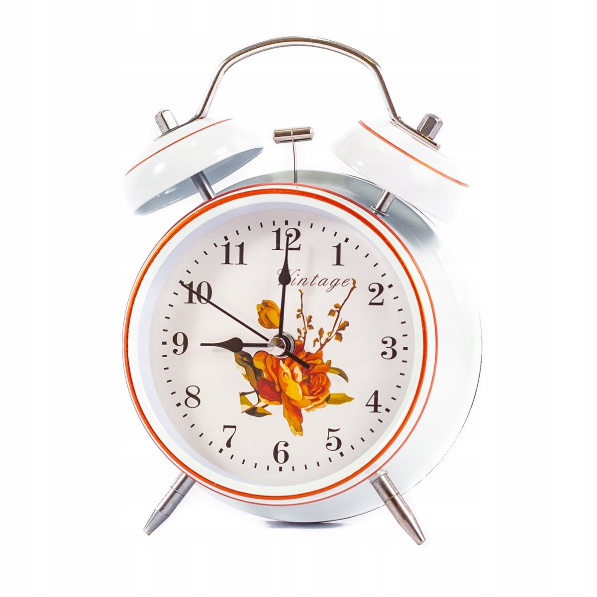 Biały Budzik Retro Zegar Głośny Alarm Różne Wzory