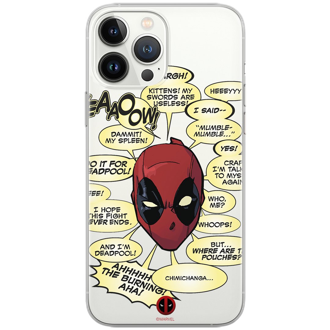Etui Marvel dedykowane do Iphone 13, wzór: Deadpool 008 Etui częściowo przeźroczyste, oryginalne i oficjalnie licencjonowane