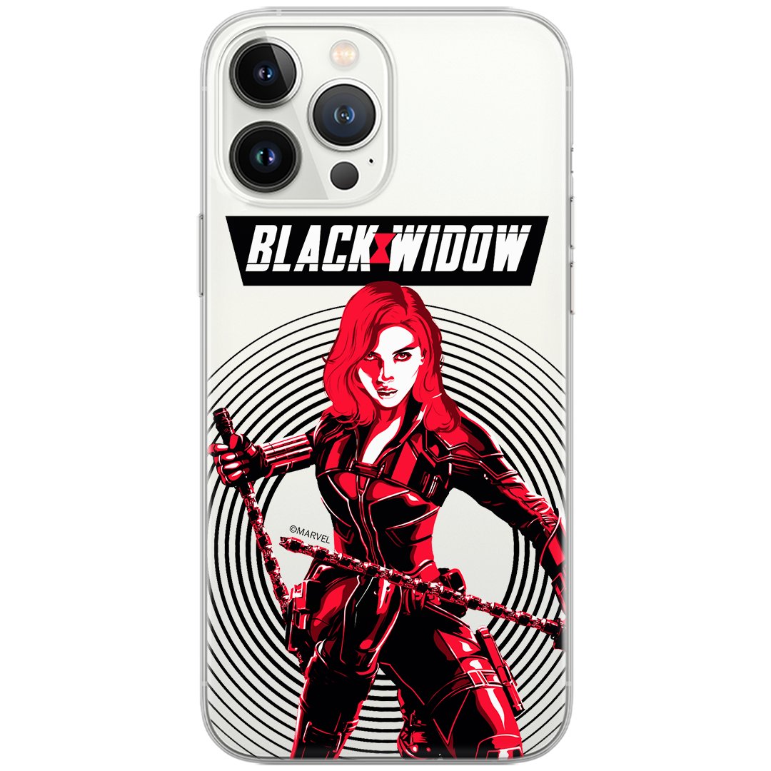 Etui Marvel dedykowane do Samsung A12 / M12 / F12, wzór: Czarna Wdowa 008 Etui częściowo przeźroczyste, oryginalne i oficjalnie licencjonowane