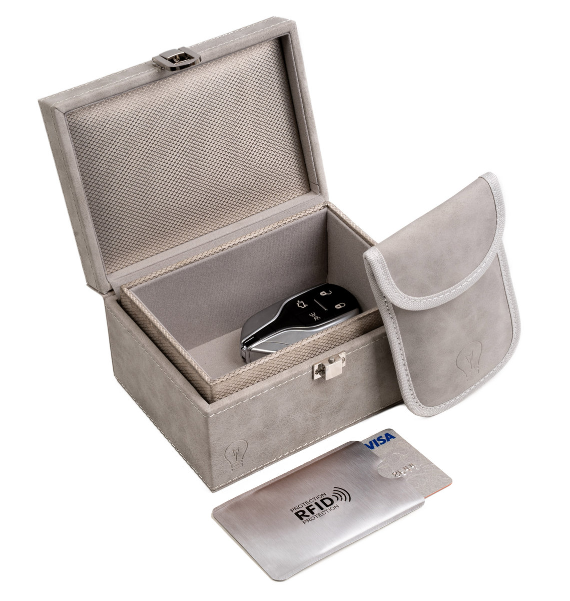 Pudełko na Kluczyk FARADAY BOX szare + Etui keyless