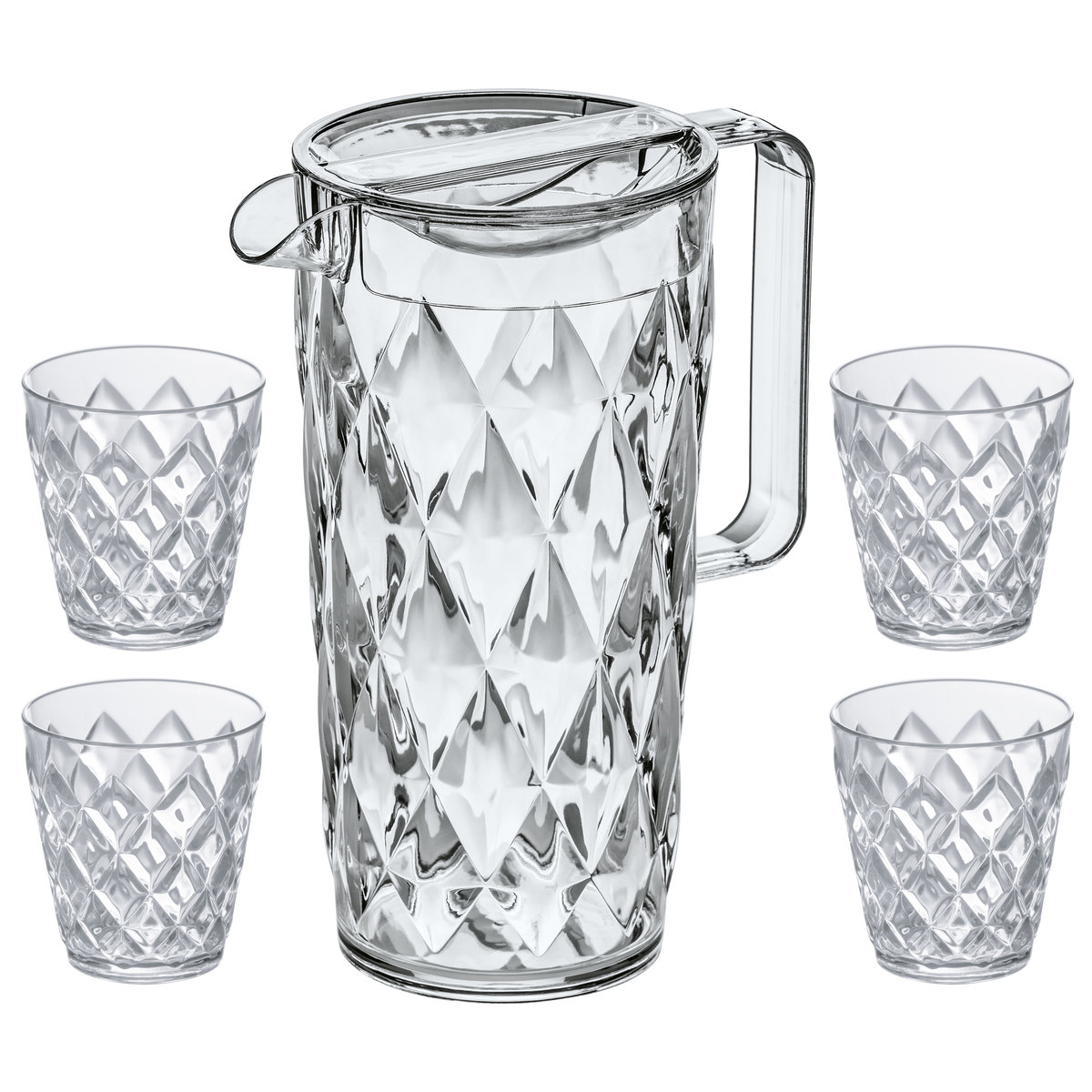 Koziol Dzbanek Crystal w zestawie z 4 szklankami 4007535