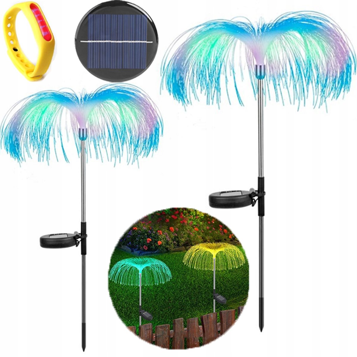 2x LAMPA SOLARNA MEDUZA ŚWIATŁOWÓD 55CM fajerwerki