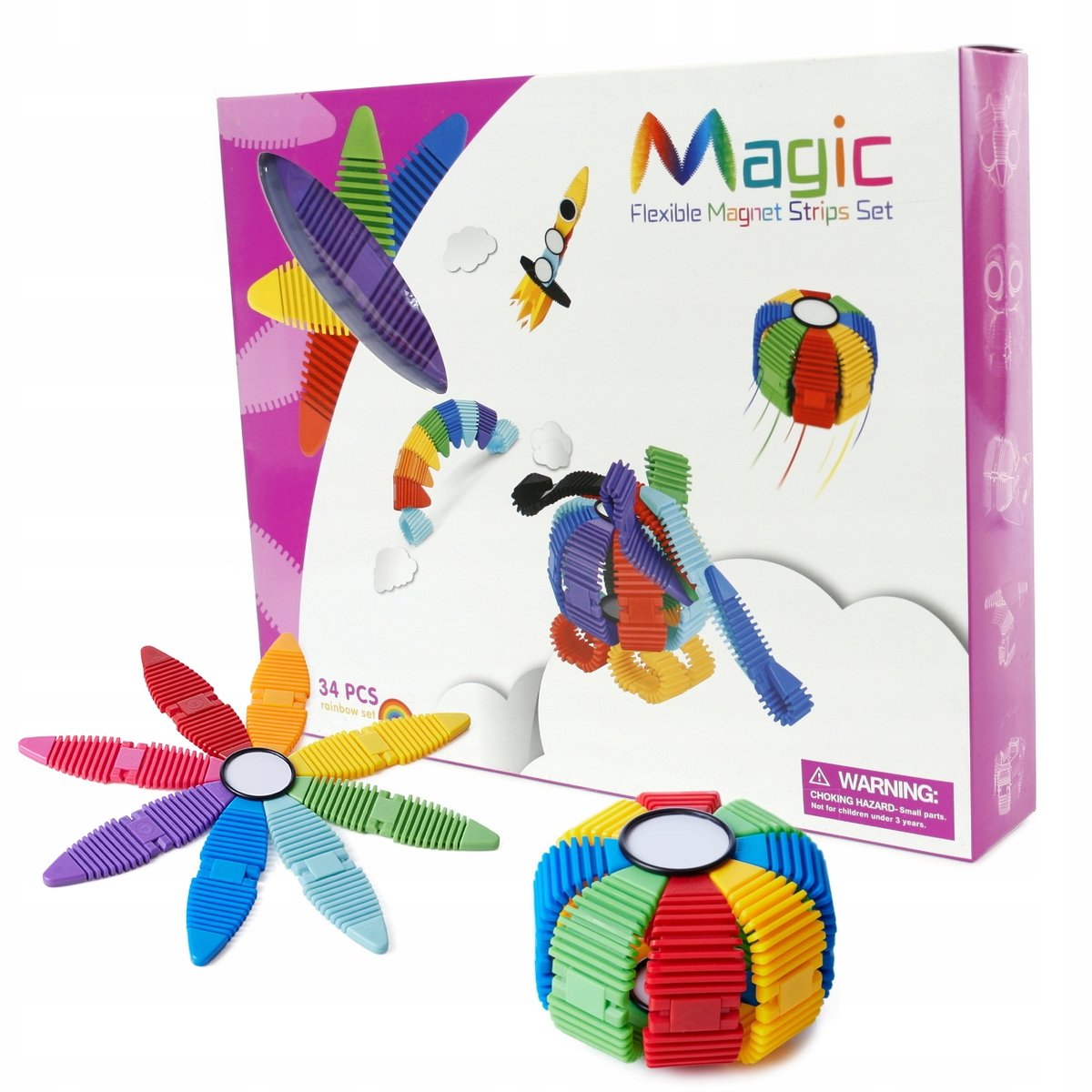 Elastyczne Klocki Magnetyczne 3d Zestaw 34el.