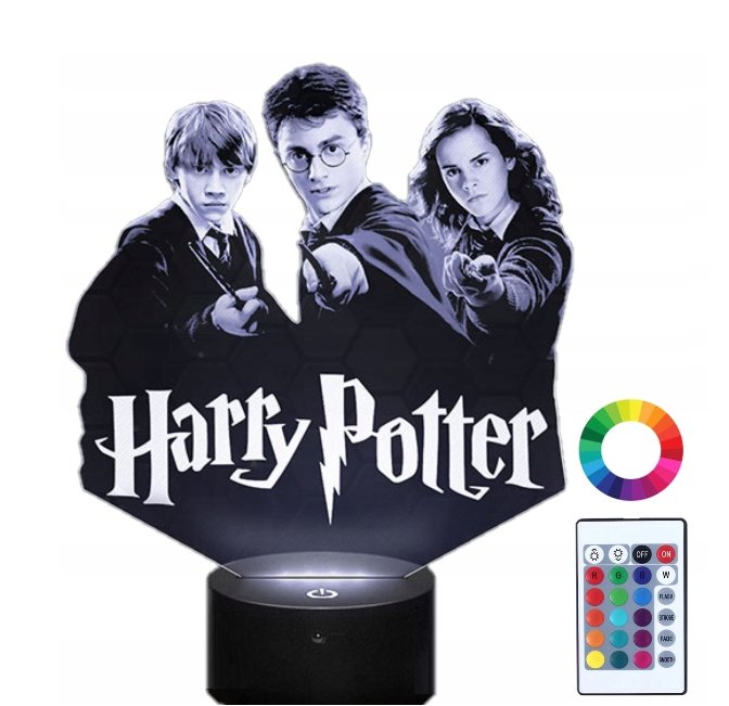 Lampka Nocna 3D Led Harry Potter Hermiona Ron Imię