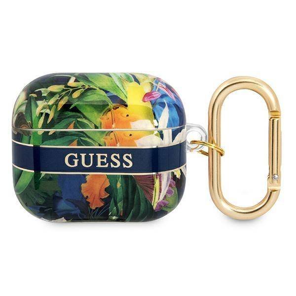 Etui Guess do AirPods 3 cover niebieski/blue Flower Strap Collection