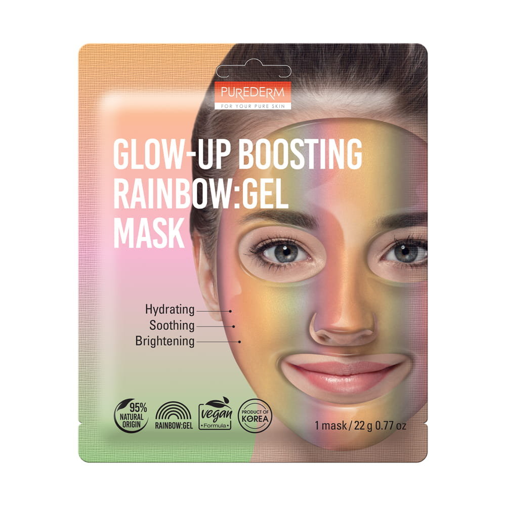 Purederm Wegańska Glow-up Boosting RAINBOW: hydrożelowa maska na twarz 22 g ADS769