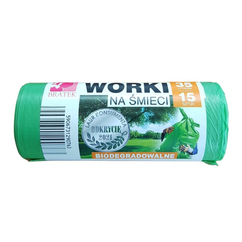 BRATEK Worki na śmieci biodegradowalne 35l x 15 szt. BRATEK BR35BIO