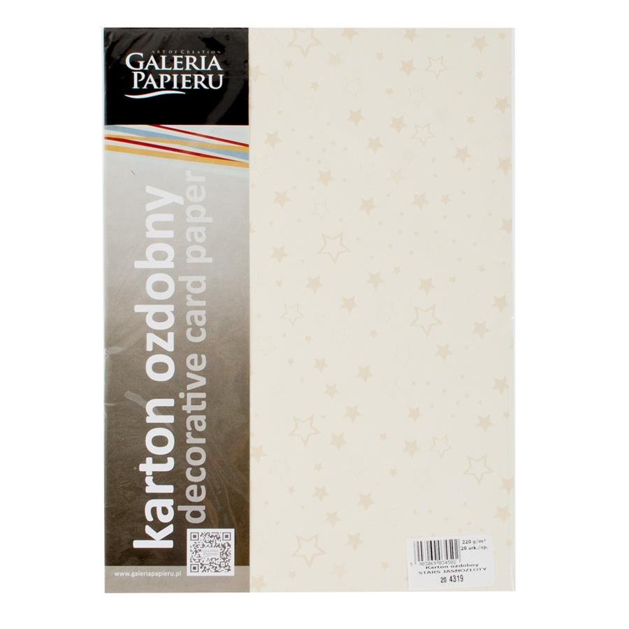 Galeria papieru Karton ozdobny Premium 220g/m2 STARS JASNOZŁOTY 20 arkuszy A4
