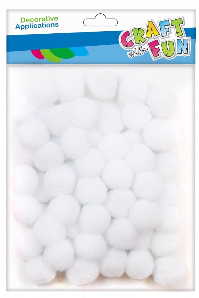 Craft with Fun Ozdoba dekoracyjna Pompon 60szt/2cm Biel Pbh 12/144