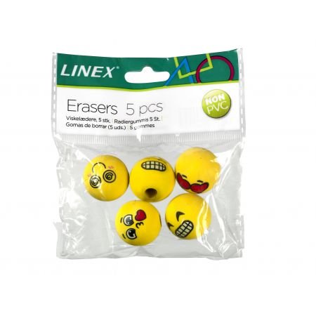 Linex Gumki na ołówek LINEX EMOJI opakowanie 5szt 400114751 guk0724089