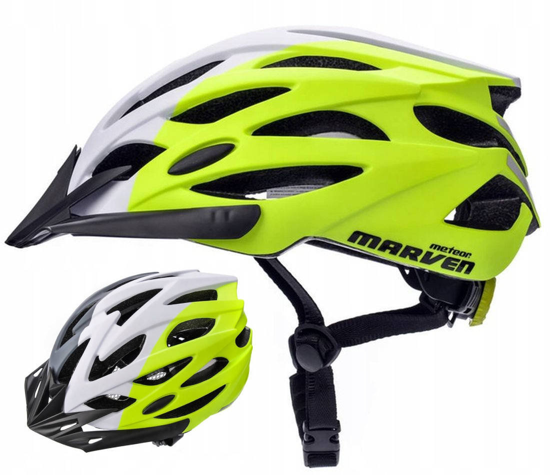Meteor Kask rowerowy Marven L 58-61 cm szary/biały/limonkowy 25171