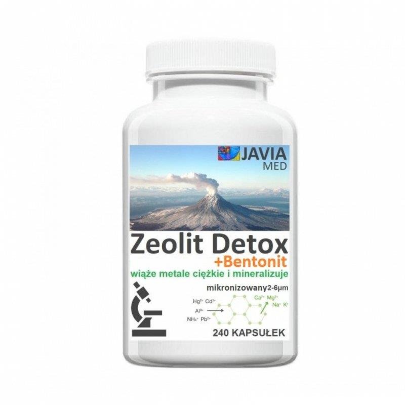 Javia med Zeolit Detox + Bentonit (240 kaps) Aktywny Mikronizowany Klinoptylolit Najdrobniejszy 2-6 m jm-005
