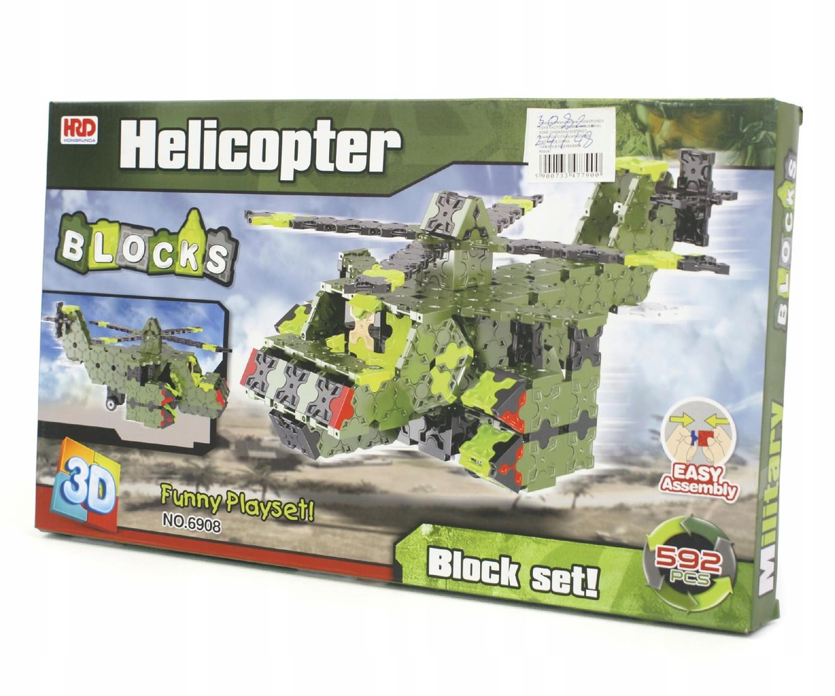 Klocki Bloki 3d Wojskowy Helikopter 592el.