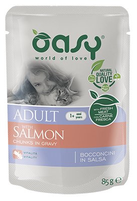 Oasy Lifestage Adult With Salmon Chunks in Gravy 85 g