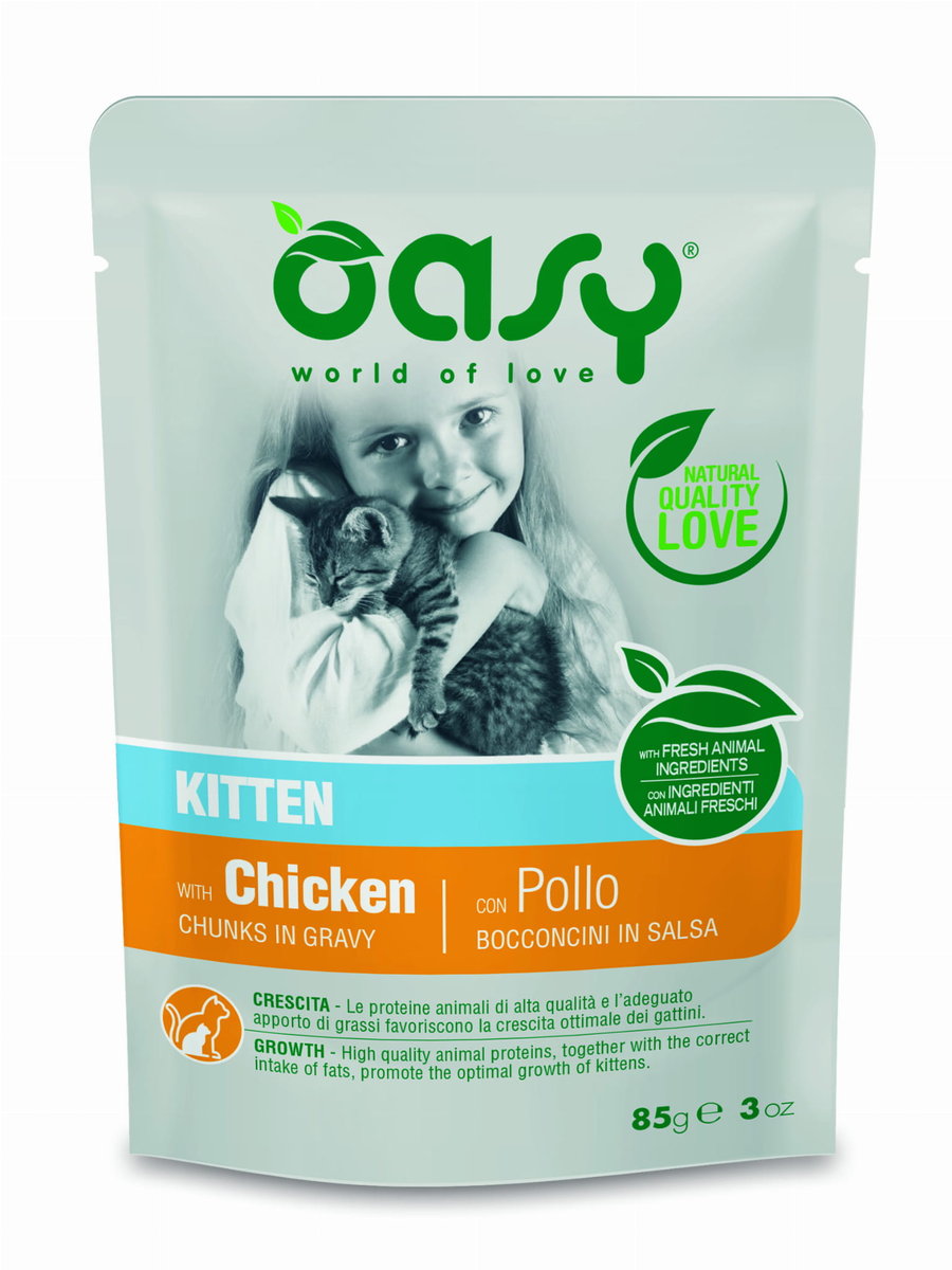 Oasy Lifestage Kitten With Chicken Chunks in Gravy 85 g