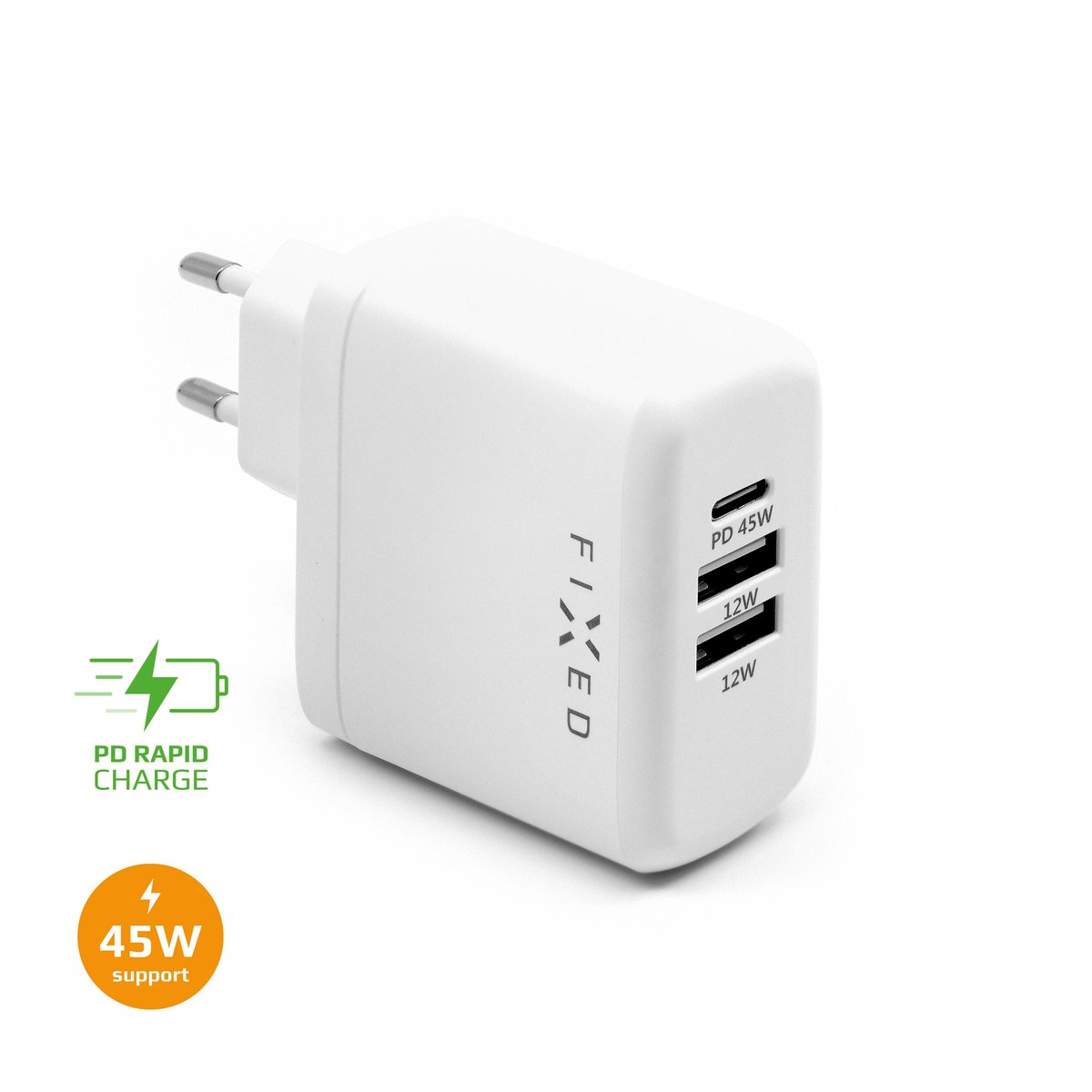 A Plus Ładowarka sieciowa FIXED USB-C PD 2x USB 2.0 45W FIXC45-C2U-WH) Biała