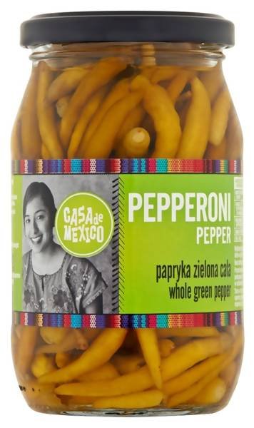 Papryka zielona pepperoni cała 325g - Casa de Mexico