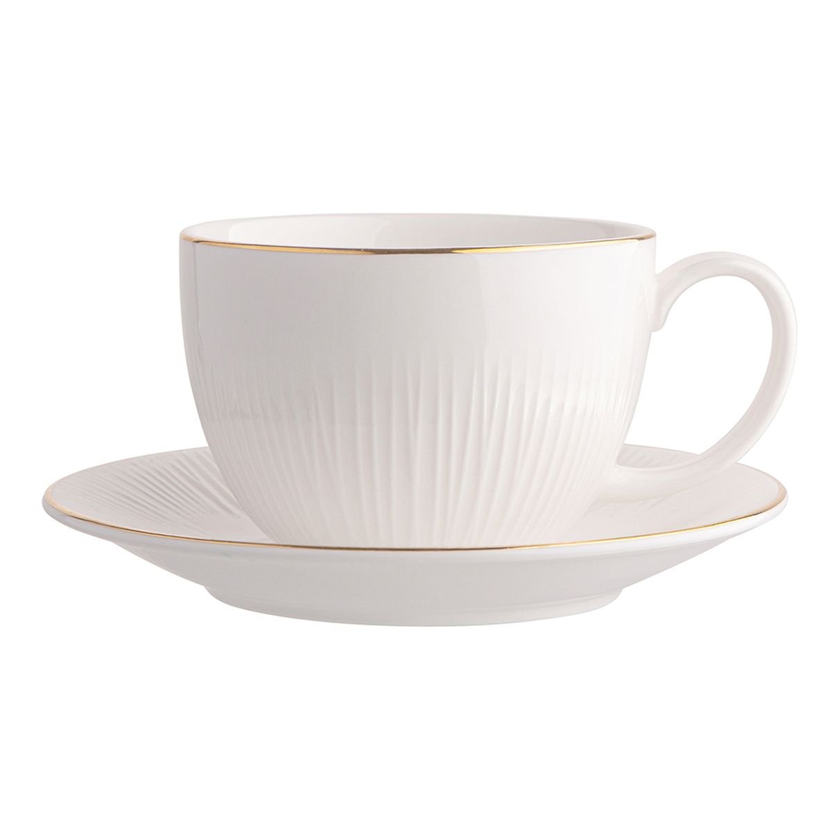 Lumarko Filiżanka 250 ML Ze Spodkiem 15 Cm Nbc W Opasce Porcelana Kremowa
