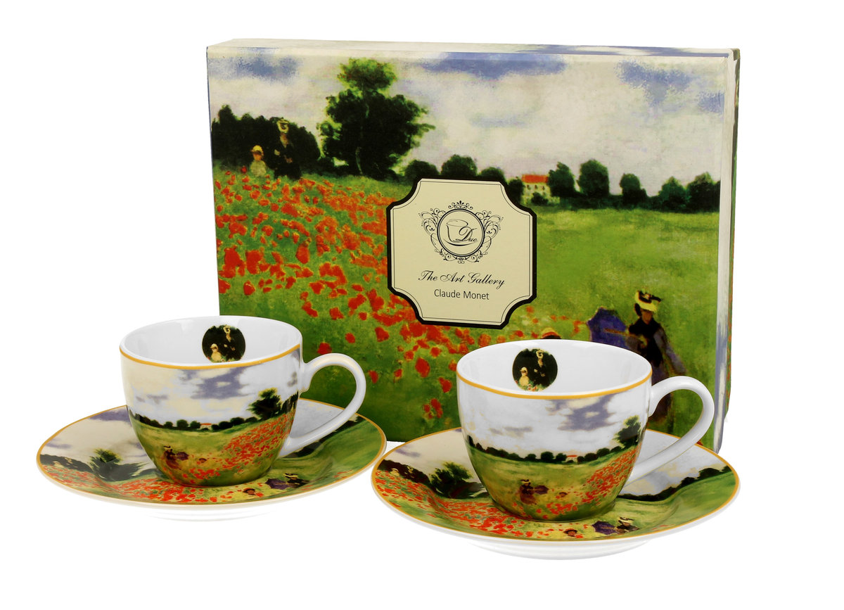 Filiżanki do espresso porcelanowe ze spodkami DUO Poppy Field Claude Monet 100 ml 2 szt