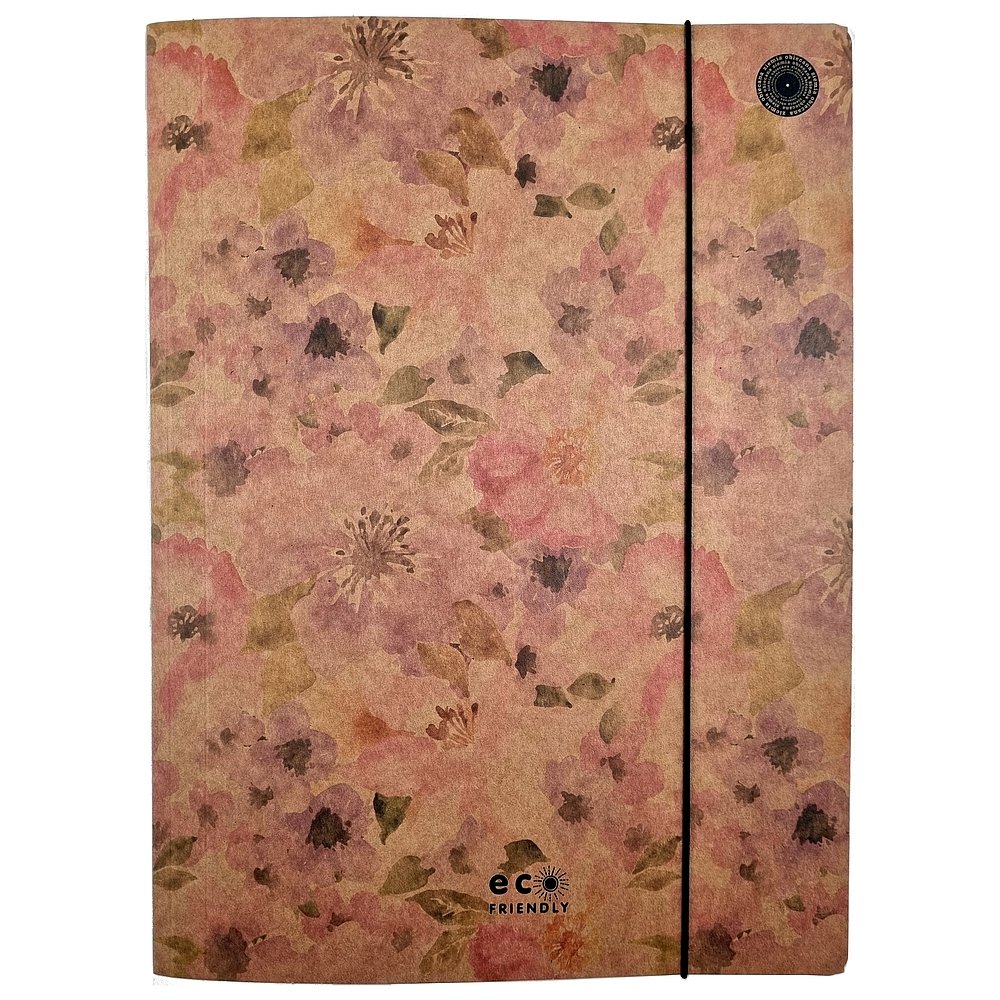 MISTY FLOWERS teczka ECO A4 z gumką kraft