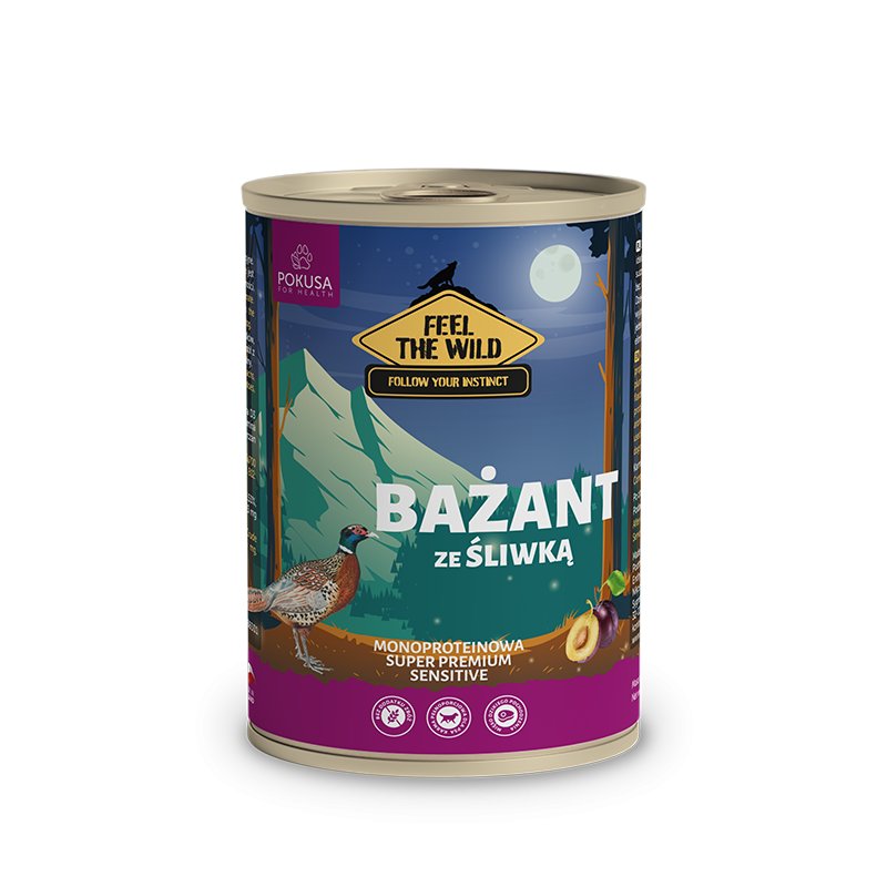 POKUSA Bażant ze Śliwką 400g Feel The Wild-monoproteinowa 89% mięsa