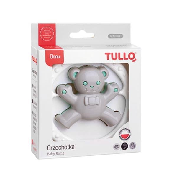 Grzechotka miś szaro-miętowy Tullo