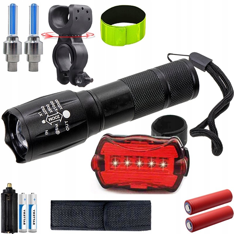 Latarka Rower Cree Led 1000W 800L Zestaw