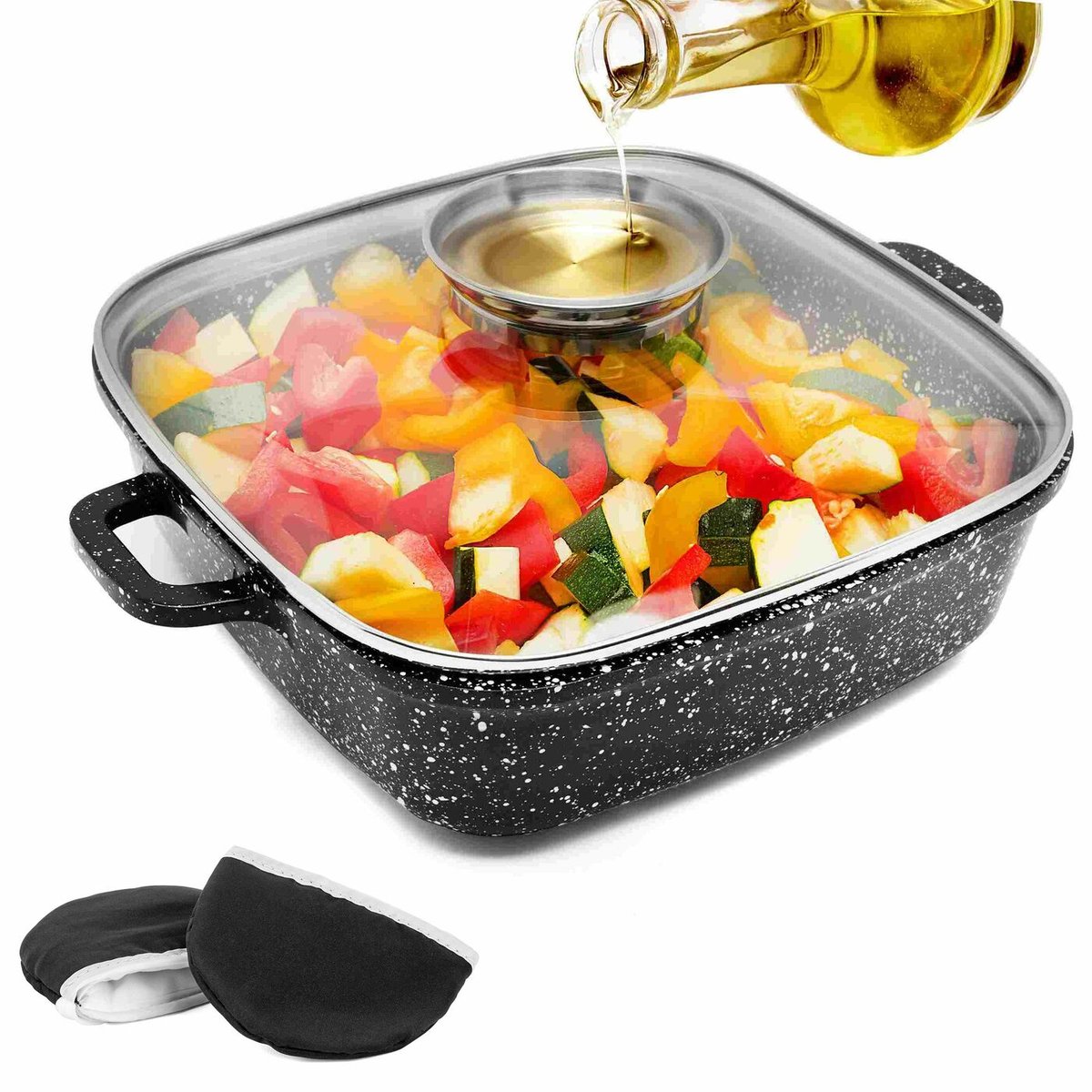 Garnek ceramiczny kwadratowy z aromatyzerem Konighoffer Kingstone 24 cm i 2 nakładki poleca EWA WACHOWICZ