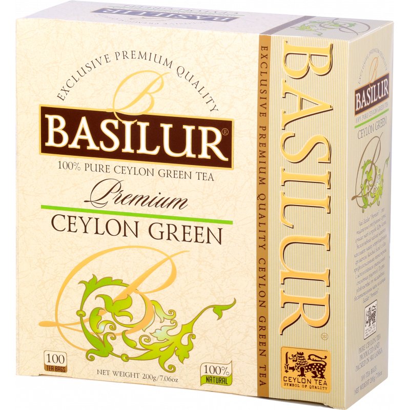 Basilur premium ceylon green zielona herbata cejlońska saszetki - 100 x 2 g