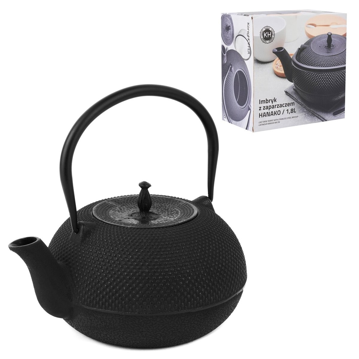 Imbryk do herbaty z zaparzaczem żeliwny konighoffer hanako 1,8 l czarny