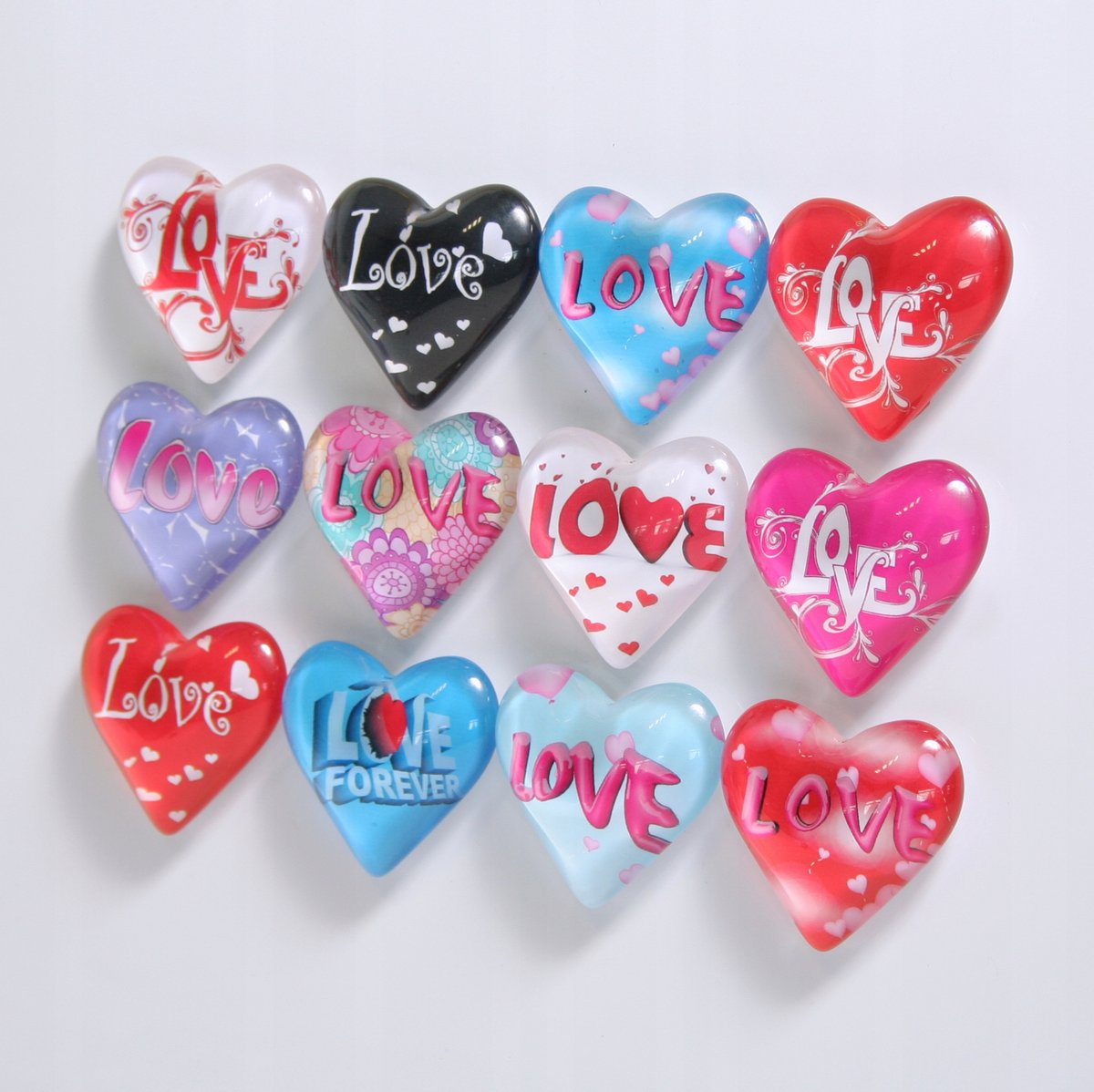 Magnesy na lodówkę do tablic szklane serca love