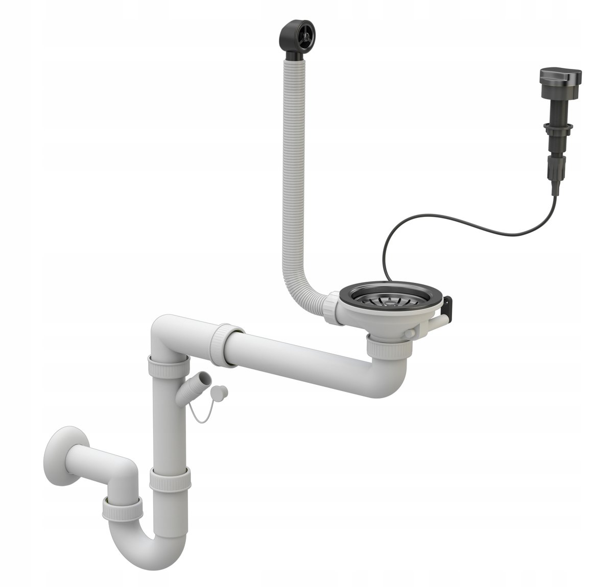 Czarny syfon automatyczny przyścienny 1kom do zlew