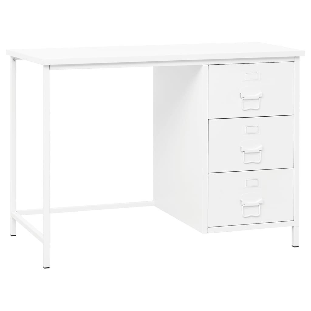 Lumarko Industrialne biurko z szufladami, białe, 105x52x75 cm, stal!