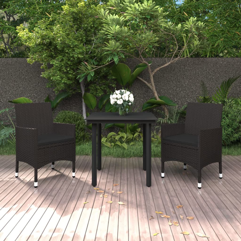 3-cz. zestaw mebli ogrodowych z poduszkami, rattan PE i szkło