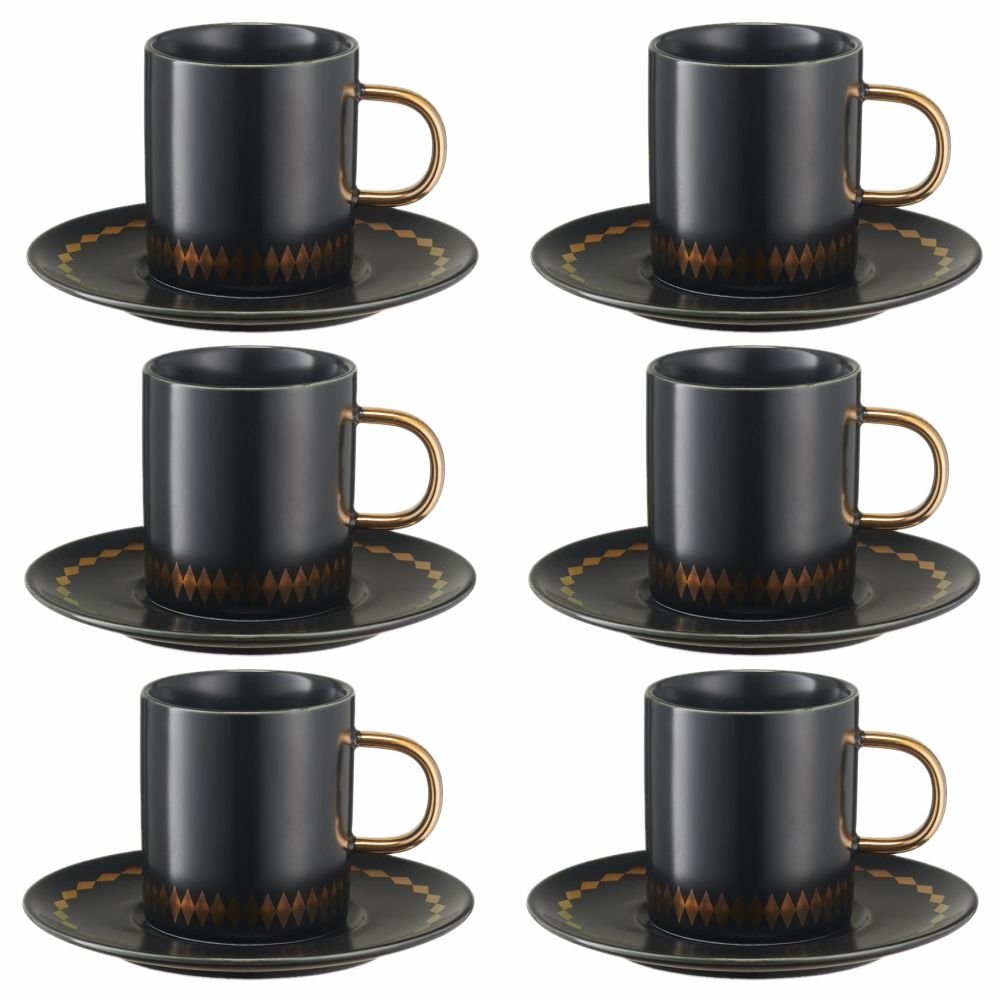 Komplet filiżanek porcelanowych 170 ml 6 sztuk GAJA BLACK VILLA ITALIA