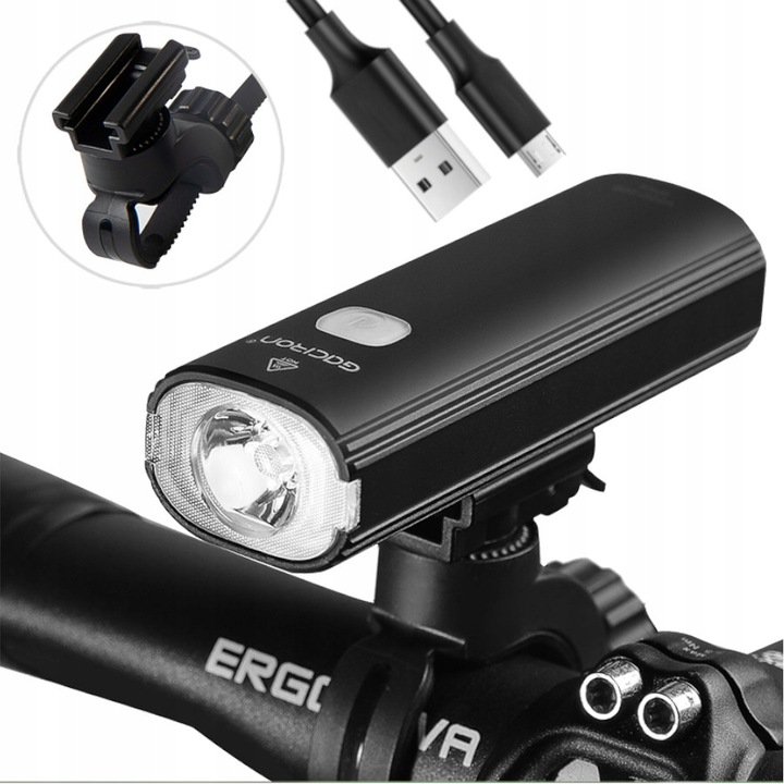 Lampka rowerowa z akumulatorem ładowana na usb led 400lm z uchwytem