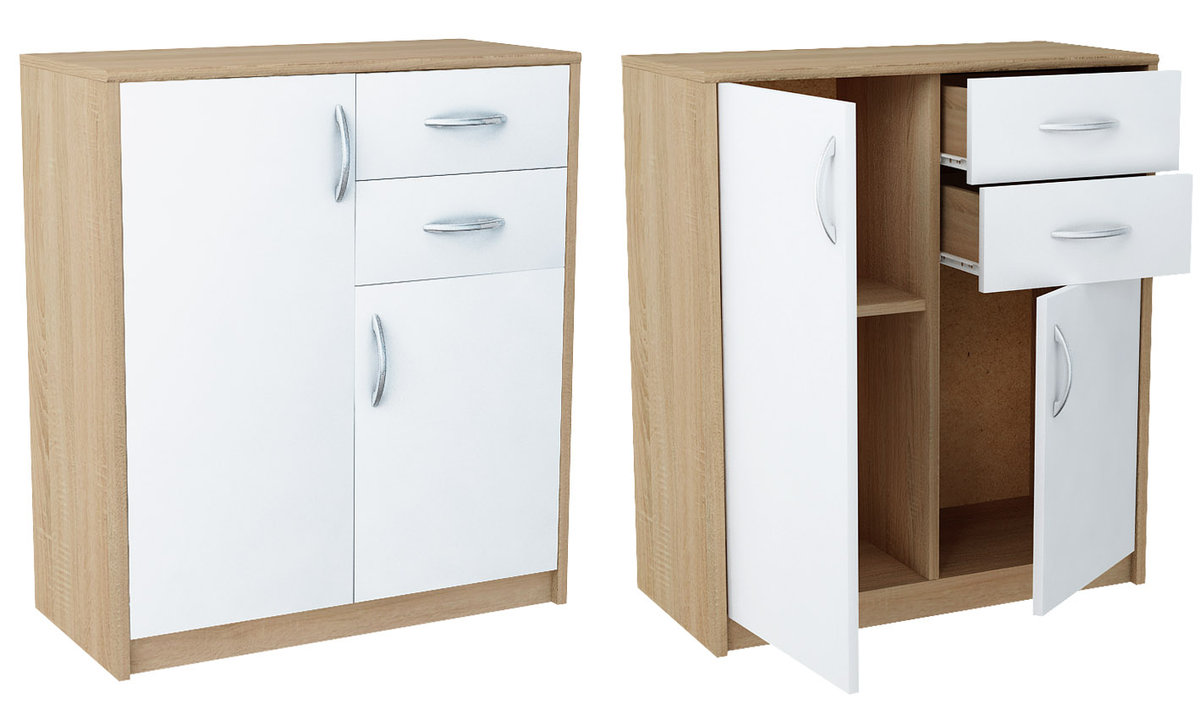 Komoda julia k12d2s k020 dąb sonoma-biały 85x74x35 cm