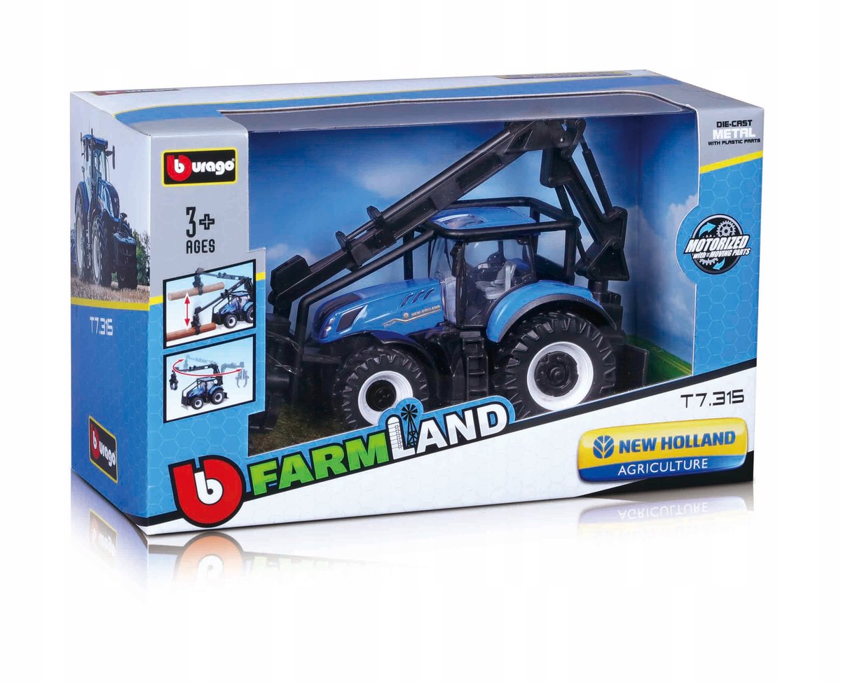 Traktor z ładowarką new holland t7.315 bburago