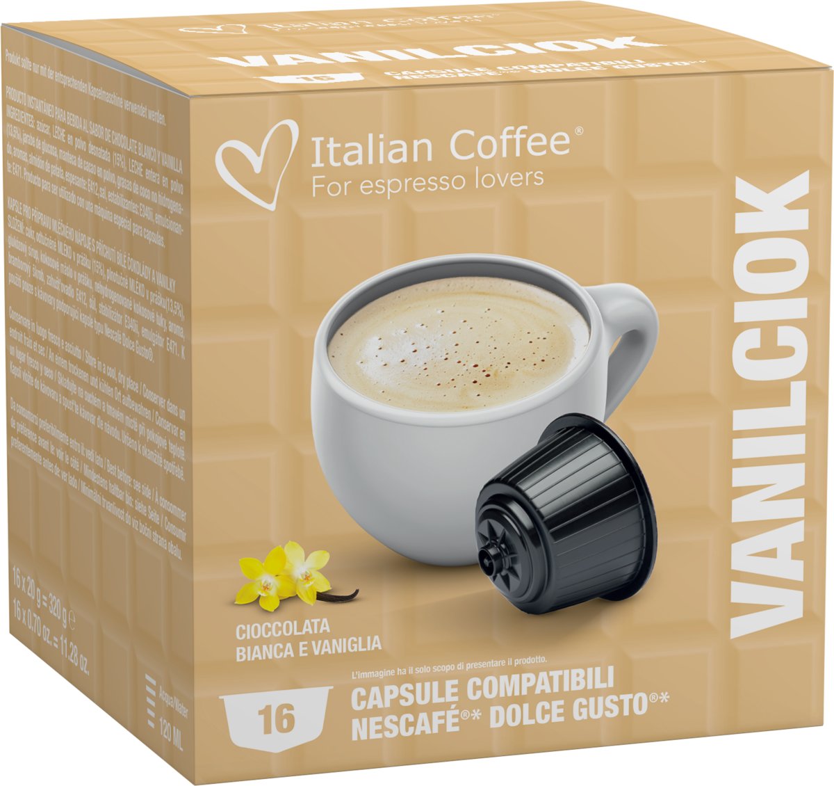 Italian Coffee Vanilciok (Cioccolata Bianca e Vaniglia) kapsułki do Dolce Gusto - 16 kapsułek