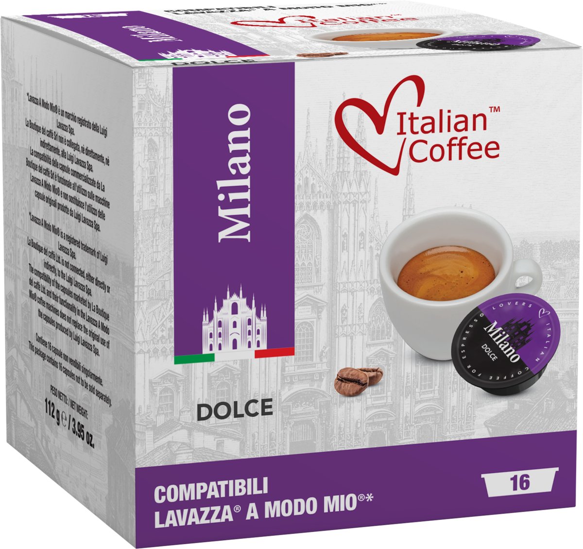 Italian Coffee Milano Dolce 16 kapsułek do Lavazza A Modo Mio